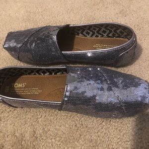 Toms Women’s Alpargata Silver Sequin Slip On Shoes